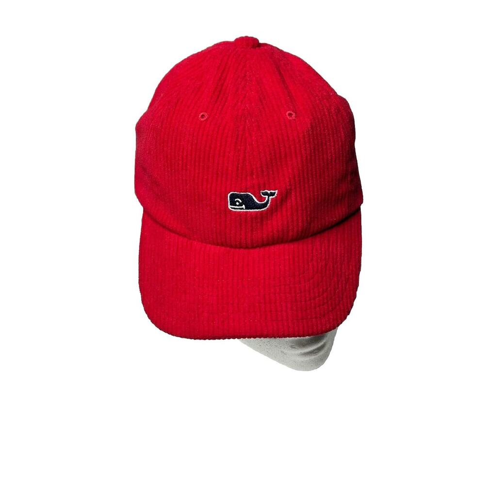 NEW Vineyard Vines Corduroy‎ Baseball Cap Red Whale Logo Adjustable Strap